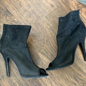 Black lace booties